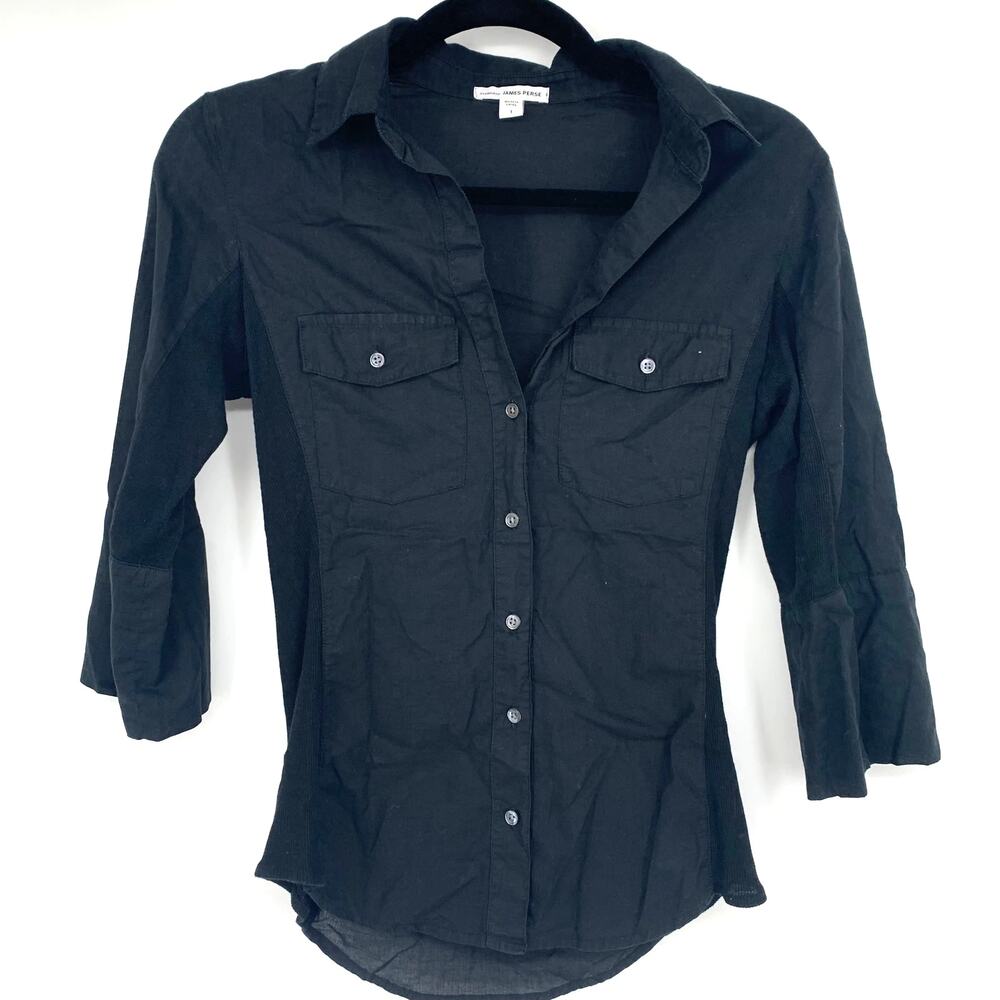 James Perse Black Button-Down Shirt